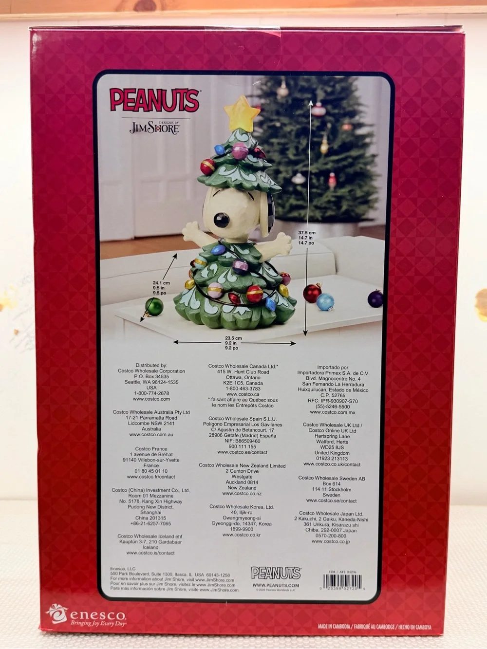 Jim Shore Peanuts Snoopy Christmas Tree Statue - Green